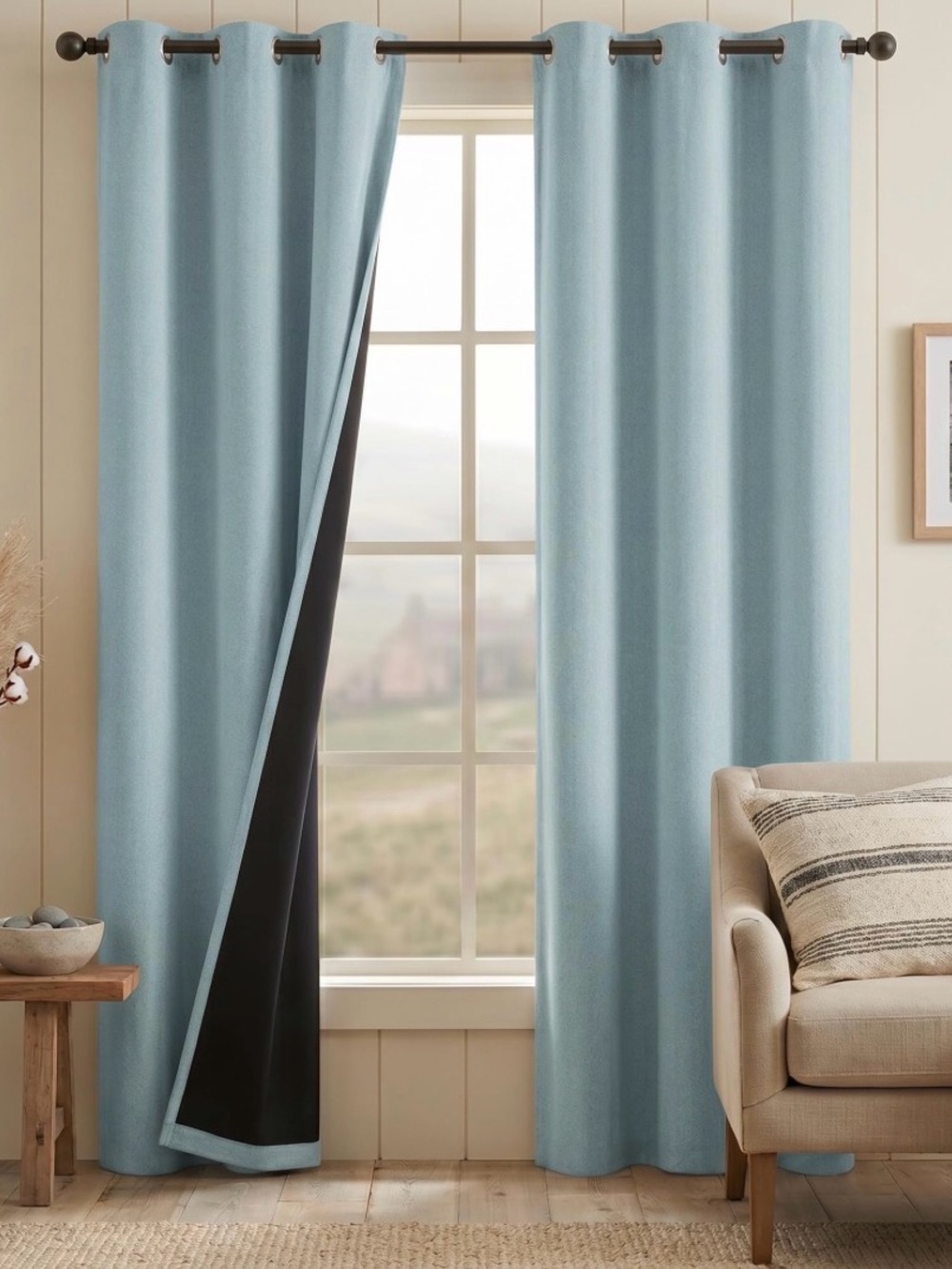 Light Blue Blackout Curtains, 2 Panels, 42x63